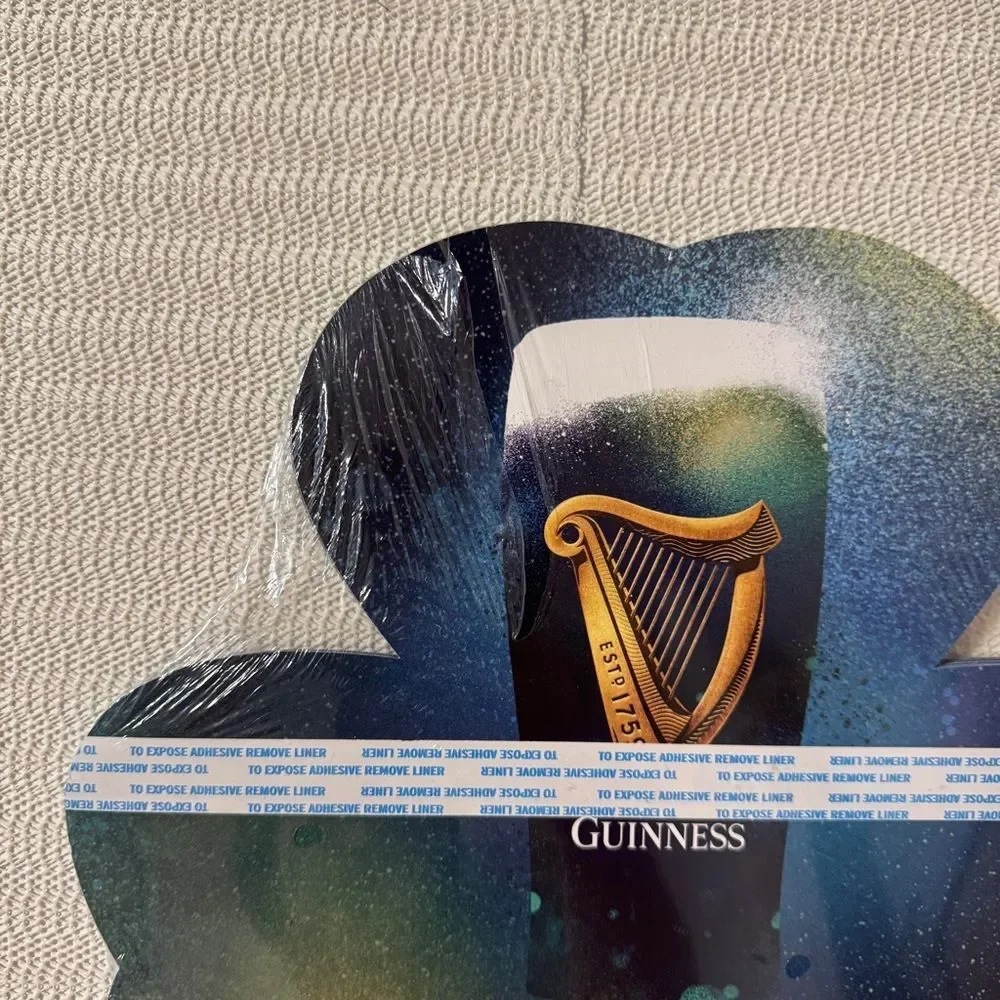 Guinness Shamrock 25 Pack with Gold Harp and Blue-Green Hues Promotional Cut Out